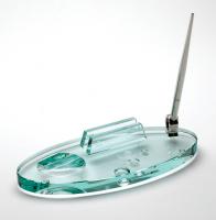 Glass Desk Pen Stand & Business Card Holder