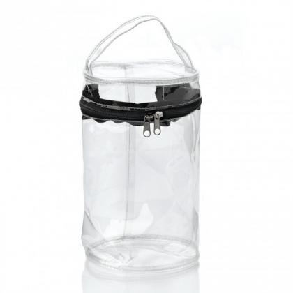 Clear PVC Round Black Zippered Bag