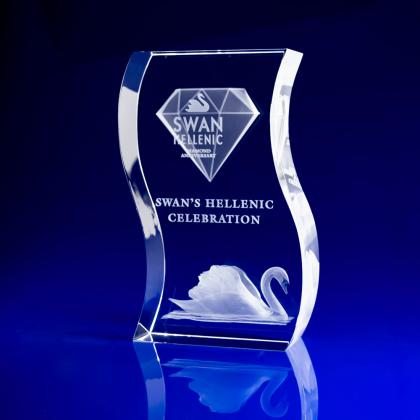 Crystal Glass Wave Award or Trophy