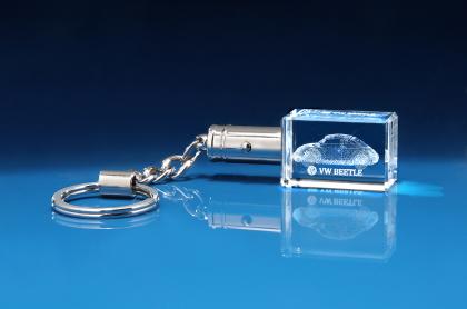 Crystal Glass Exhibition Keyring, Paperweight or Award