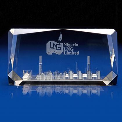 Crystal Glass Platform Paperweight or Award