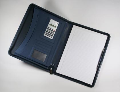 Warwick A4 Zipped Calculator Folder in Navy