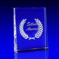 Crystal Glass Silver Award, Trophy or Paperweight