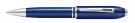 CROSS PEERLESS TRANSLUCENT QUARTZ BLUE BALL PEN. With Platinum Plated Appointments.