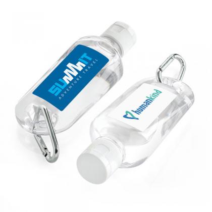 Hand Sanitiser Gel on a Carabiner Clip, 70ml