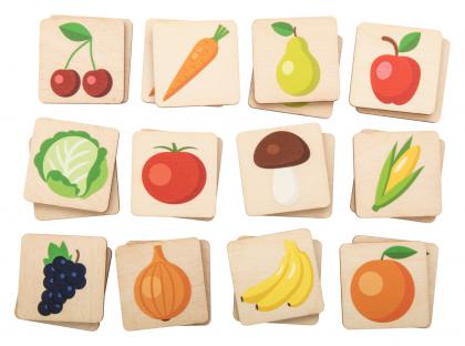 memory game, fruits and veggies