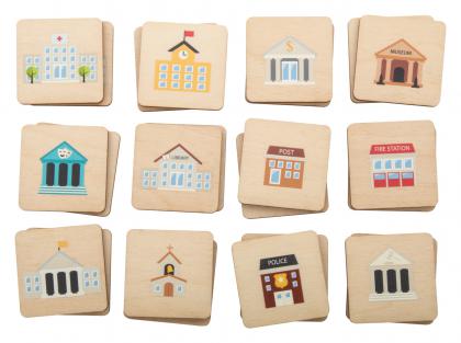 memory game, buildings