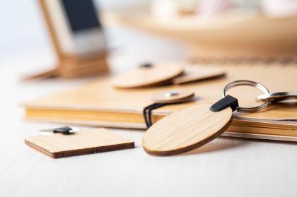 bamboo keyring, oval