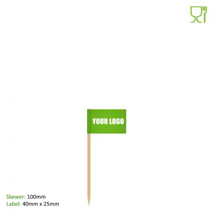 Food Flags (100mm Skewer - 40mm x 25mm Pennant)