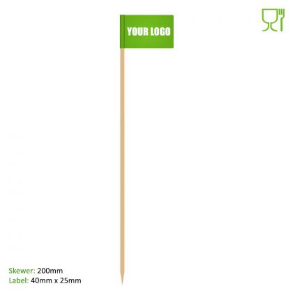 Food Flags (200mm Skewer - 40mm x 25mm Pennant)
