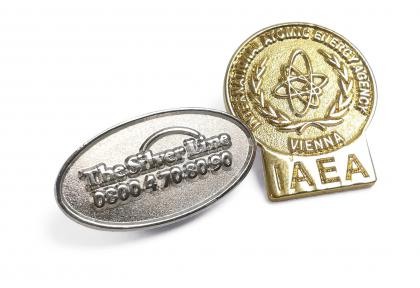 40mm 2 - Tone Sandblasted Pin Badge