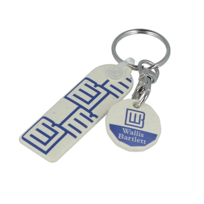 rHIPS.B  NEW £ Rectangle Trolley Mate Keyring (printed coin)