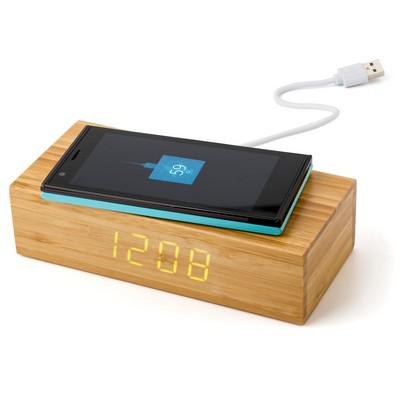 Bamboo wireless charger 5W, clock