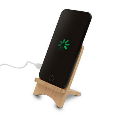 B'RIGHT foldable bamboo wireless charger 10W, phone stand