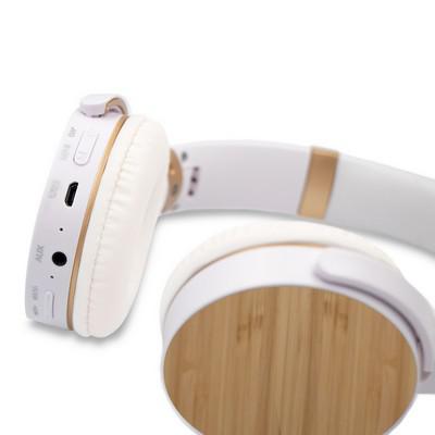 Foldable wireless headphones, bamboo details