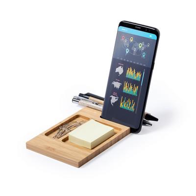 Bamboo desk organizer, phone stand