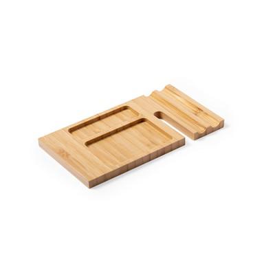 Bamboo desk organizer, phone stand