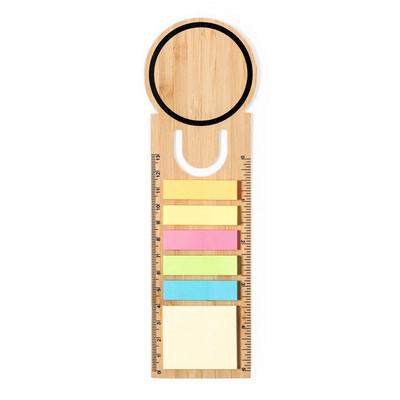 Bamboo memo holder, sticky notes, bookmark, ruler, notebook