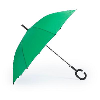 Windproof automatic umbrella, C shaped handle