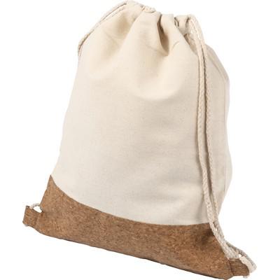 Cotton drawstring bag with cork element