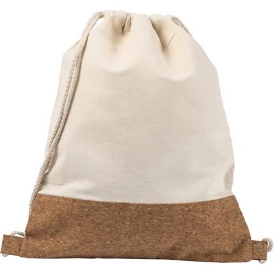 Cotton drawstring bag with cork element