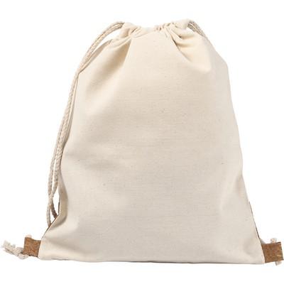 Cotton drawstring bag with cork element