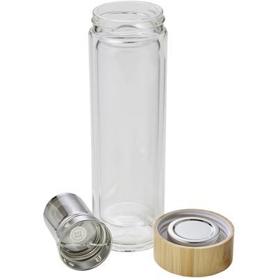 Glass vacuum flask 420 ml with sieve stopping dregs