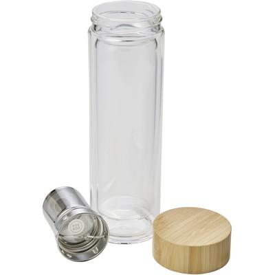 Glass vacuum flask 420 ml with sieve stopping dregs
