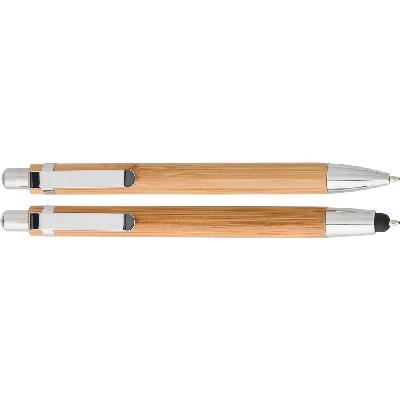 Writing set, bamboo ball pen with touch pen and mechanical pencil