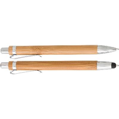 Writing set, bamboo ball pen with touch pen and mechanical pencil