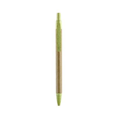 Ball pen with paper barrel and coloured bamboo fibre details