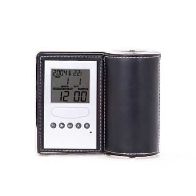 Pen holder with multifunctional clock