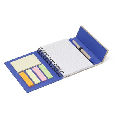 Memo holder, sticky notes, notebook, and ball pen