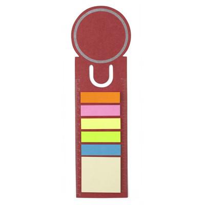 Memo holder, sticky notes, bookmark, notebook, ruler