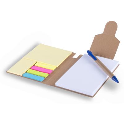 Memo holder, notebook A6, sticky notes, ball pen