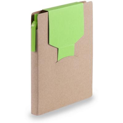 Memo holder, notebook A6, sticky notes, ball pen