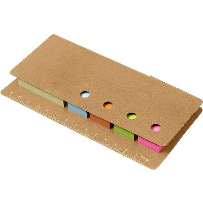 Memo holder, ruler, sticky notes, ball pen