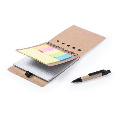 Memo holder, notebook approx. A6, sticky notes, ball pen