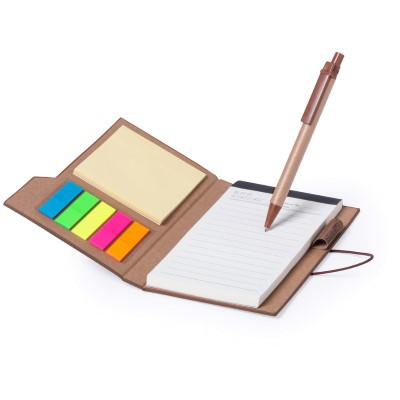 Memo holder, notebook approx. A6, sticky notes, ball pen