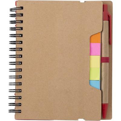 Memo holder, notebook, sticky notes, ball pen