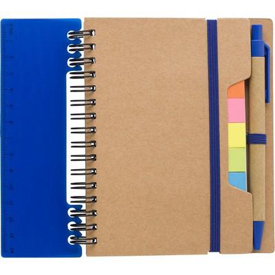 Memo holder, notebook, sticky notes, ball pen