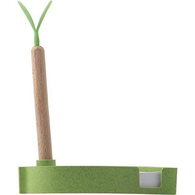 Wheat straw memo holder "leaf", ball pen