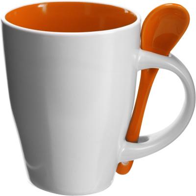 Ceramic mug 300 ml with spoon