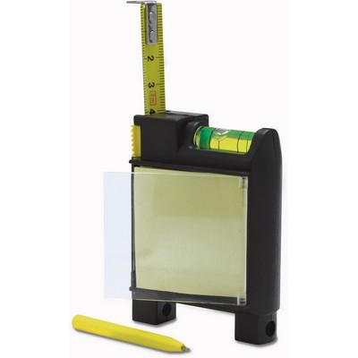 Measuring tape 2m, spirit level, memo pad, ball pen