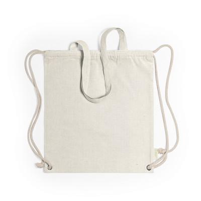 Recycled cotton bag 2 in 1, drawstring bag and shopping bag