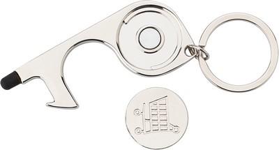 Keyring, anti-contact holder for door opening, touch pen and shopping cart coin Keyring, anti-contact holder for door opening, touch pen and shopping cart coin