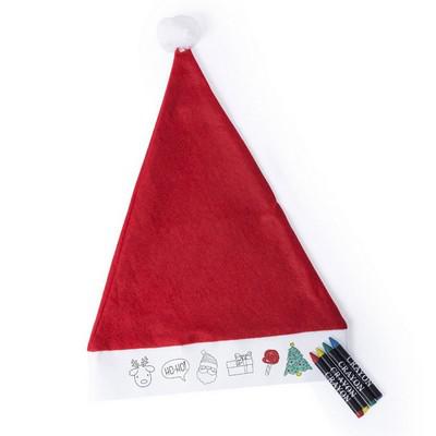 Drawing set, Christmas hat, crayons