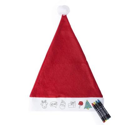 Drawing set, Christmas hat, crayons