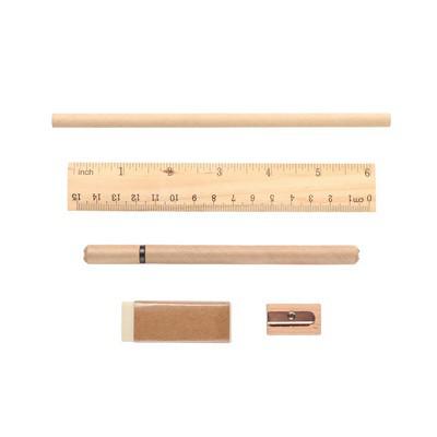 School set, pencil case, pencil, ball pen, ruler, eraser and pencil sharpener