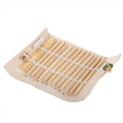 School set, pencil case, 12 pencils, ruler, eraser and pencil sharpener